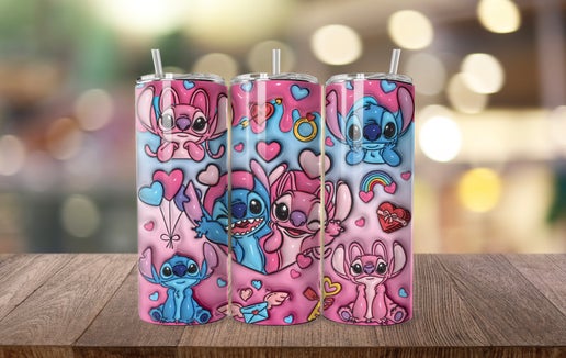 Stitch & Angel 3D Valentine Tumbler